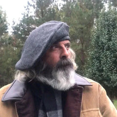 Men's Dark Grey Scottish Wool Tam Bonnet Hat Traditional Highlander Kilt Beret