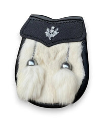 Baby Scottish White Leather Sporran Thistle Badge 2 Tassels Kids Kilt Sporran With Chain Belt