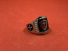Templar Cross Shield Ring Stainless Steel Knight Templar Masonic Silver Tone Men’s Ring