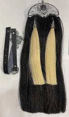 Scottish Full Dress Black Horse Hair Sporran | Silver Chrome Thistle Cantle | 2 Tassels | Bagpipe Kilt Sporran | Chain Belt