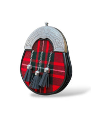 Men's Scottish Tartan Sporran Highland Leather kilt Sporran With Chain Strap
