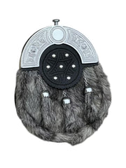 Men's Scottish Chrome Plate Sporran | 3 Tassels | Celtic Design | Kilt Sporran With Chain Belt