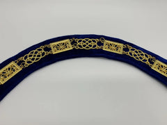 Masonic Regalia Grand Lodge Round Gold Metal Chain Collar on Blue Velvet