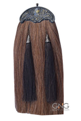 Brown Horse Hair Thistle Sporran Two Black Tassels Bagpiper Kilt Sporran