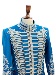 Sky Blue Napoleonic Hussar Wool Military uniform jacket Handmade Scottish Jacket