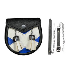 Baby Scottish Kilt Sporran Scotland Flag Design 100% Leather Sporran with Chain & Belt