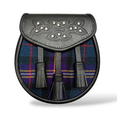 Scottish Men's Masonic Tartan Sporran | Handmade Leather 3 Tassel Kilt Sporran With Chain Strap