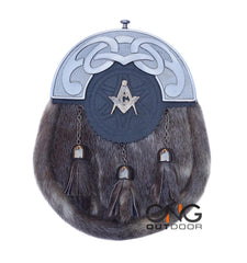 Men's Scottish Masonic Sporran Set | Antique Sporran | Brooch, Buckle, Pin, Belt, Socks & Chain