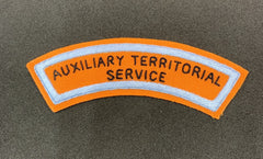 Auxiliary Territorial Service ATS Shoulder Title Cotton Hand Embroidered Military Uniform Badge