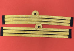 Royal Navy Commander Rank Cuff Sleeve Two Gold Bars 1 Curl Wire Rank Insignia Pair
