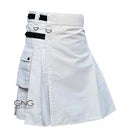 Men's Scottish Leather Strap White kilt Fashion Cotton Utility kilt Modern Kilt