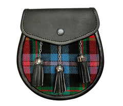 Men's Scottish LGBT Tartan Leather Sporran | With Chain Strap