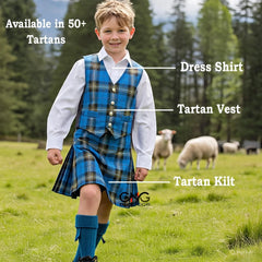 Boys 3-Piece Tartan Kilt & Vest Outfit | Traditional Scottish Highland Wear