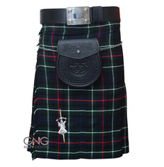 Men’s Scottish Mackenzie Tartan Kilt 5 Yard Highland Kilt with Leather Sporran Chain & Belt Wedding Outfit