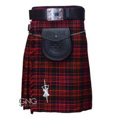 Men’s Scottish MacDonald Tartan Kilt 5 Yard Highland Kilt with Leather Sporran Chain & Belt Wedding Outfit