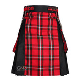 Men's Scottish Macgregor Tartan Front Apron Utility Kilt | Black Gothic Hybrid