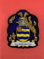 Customise Family Crest Blazer Badge Hand Embroidered Bullion Family Crest Design