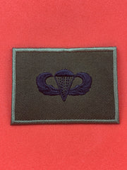 US Army Olive Black Parachute Wings Badge, Airborne Forces Insignia, Embroidered Para Wing Patch
