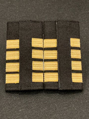 Pilot Epaulettes 4 Gold Bars Captain Rank Slip-On Shoulder Boards Black Cloth Pair