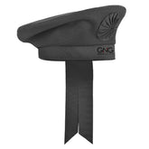 Men's Grey Scottish Caubeen Beret Hat with Rosette and Ribbon Tails