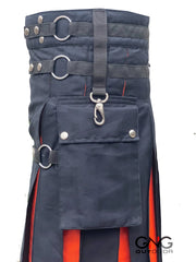 Men's Scottish Black & Orange Hybrid Utility Kilt | Modern Fashion Cargo Kilt