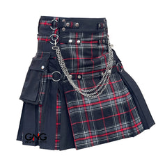 Men’s Scottish Gothic Tartan Kilt – Spirit of Highlander Front Apron Utility Kilt