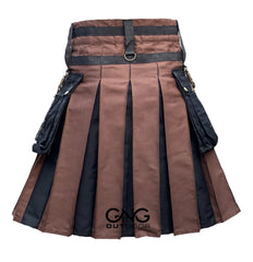 Men’s Tartan Utility Kilt with Chain Details, Adjustable Straps & Front Apron Modern Highland Fashion Kilt