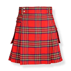 Men’s Scottish Red Tartan Utility Kilt – Traditional Highland Pleated Fashion Kilt