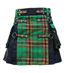 Men's Gothic Hybrid Utility Kilt Tara Murphy Tartan & Black Pleats