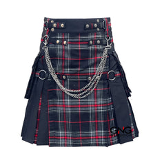 Men’s Scottish Gothic Tartan Kilt – Spirit of Highlander Front Apron Utility Kilt