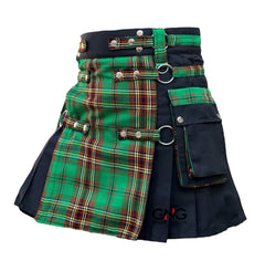 Men's Gothic Hybrid Utility Kilt Tara Murphy Tartan & Black Pleats
