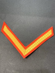 Lance Corporal Chevron 1 Bar British Military Arm Rank Gold on Red Rank Badges