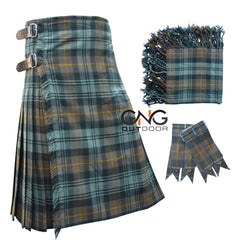 Scottish Gordon Weathered 8 Yard Kilt for Men With Fly Plaid and Flashes