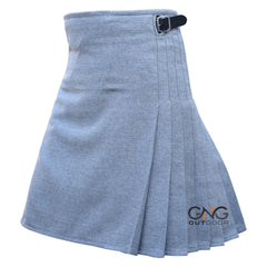 Men's Traditional Scottish 8-Yard Kilt Light Grey Herringbone Tweed Formal Kilt