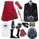 Men's 11-Piece Prince Charlie Kilt Outfit Complete Red Tartan Formal Set