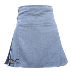 Men's Traditional Scottish 8-Yard Kilt Light Grey Herringbone Tweed Formal Kilt