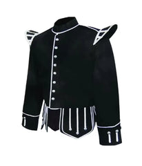 Men's Black Scottish Piper Doublet Jacket – Traditional Military Marching Band Wool Tunic