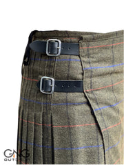 Men's Scottish Brown Tweed Kilt Highland Wool Kilt