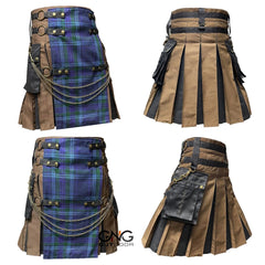 Men’s Spirit of Scotland Tartan Gothic Kilt with Chain Detail, Straps & Front Apron – Size 28–62
