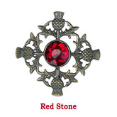 Men's Scottish Thistle Red Stone Brooch Antique Finish Fly Plaid Brooch
