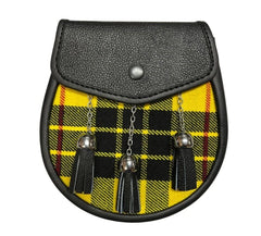 Men's Scottish Macleod of Lewis Tartan Leather Sporran | With Chain Strap