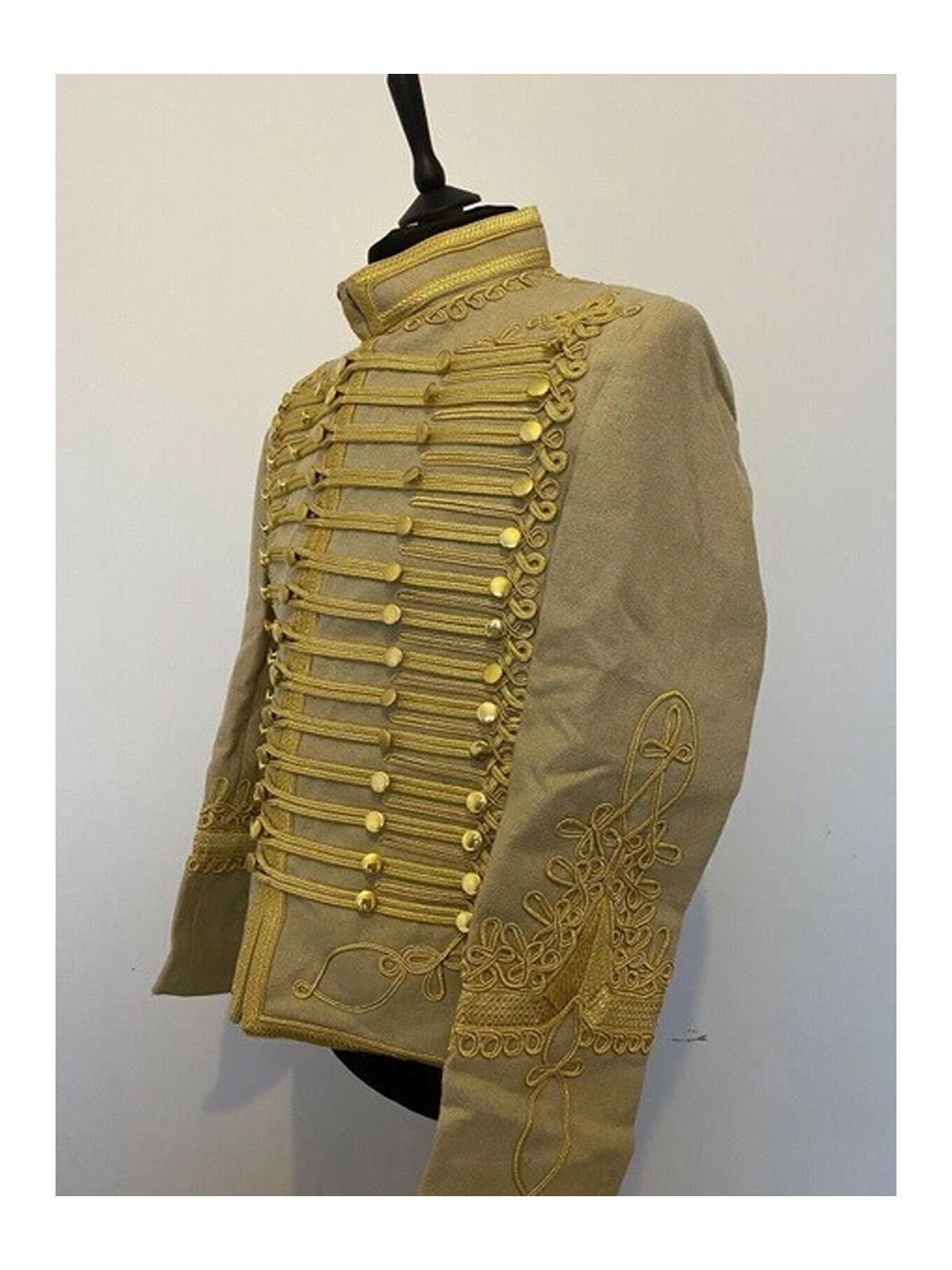 Golden Napoleonic Hussar Wool Military uniform jacket Handmade Scottish Jacket