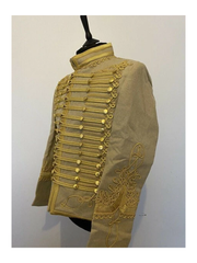 Golden Napoleonic Hussar Wool Military uniform jacket Handmade Scottish Jacket