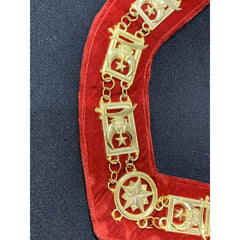 Masonic Regalia Shriners Dress Collar On Red Velvet Gold Metal Chain Collar