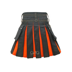 Men's Black Rainbow Hybrid Custom Color Inner Pleats Pride Utility Kilt Skirt