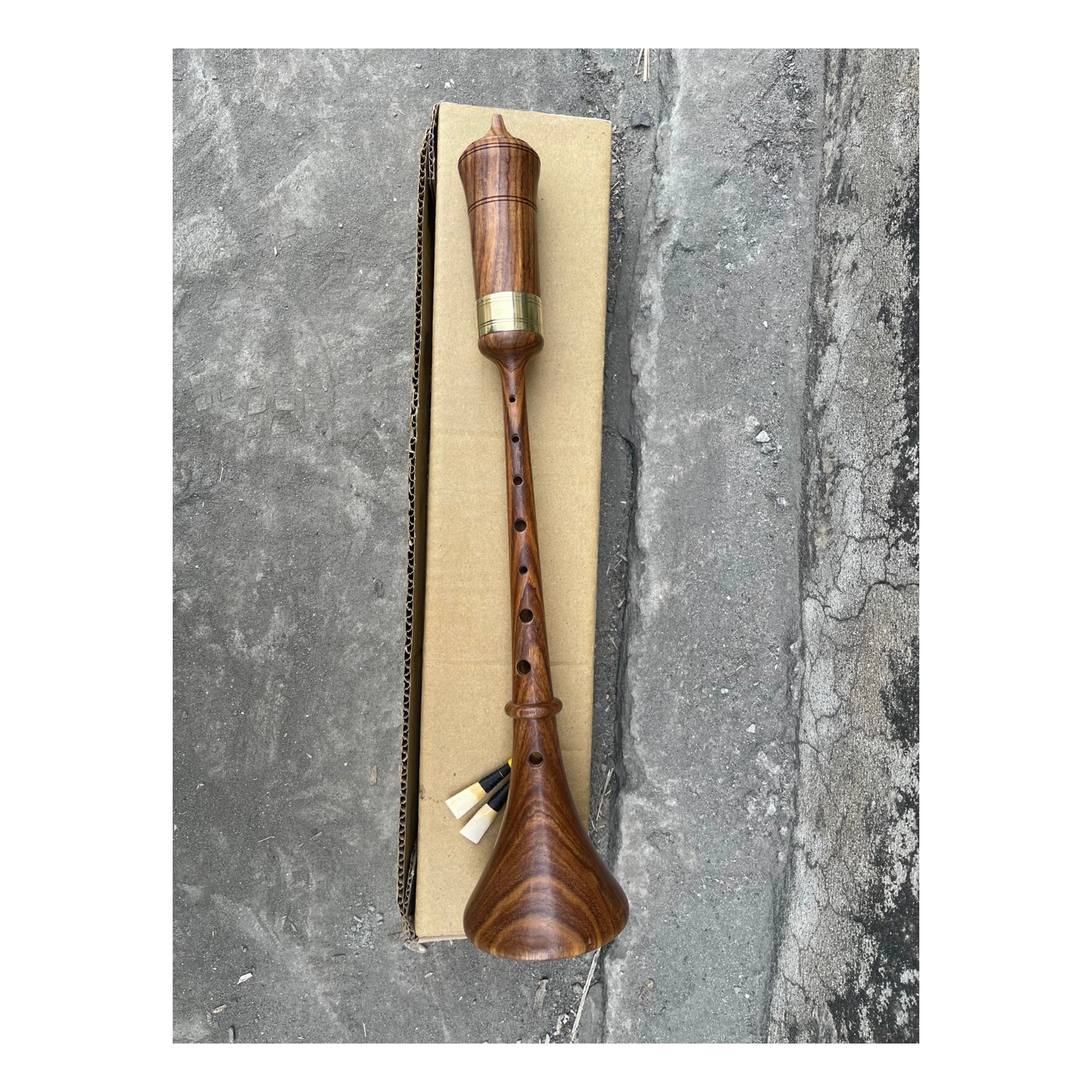 Handmade Rosewood RAUSCHPFEIFE Small Wooden Shawm Instrument with Two Reed