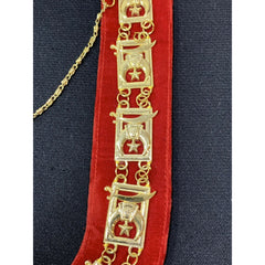 Masonic Regalia Shriners Dress Collar On Red Velvet Gold Metal Chain Collar