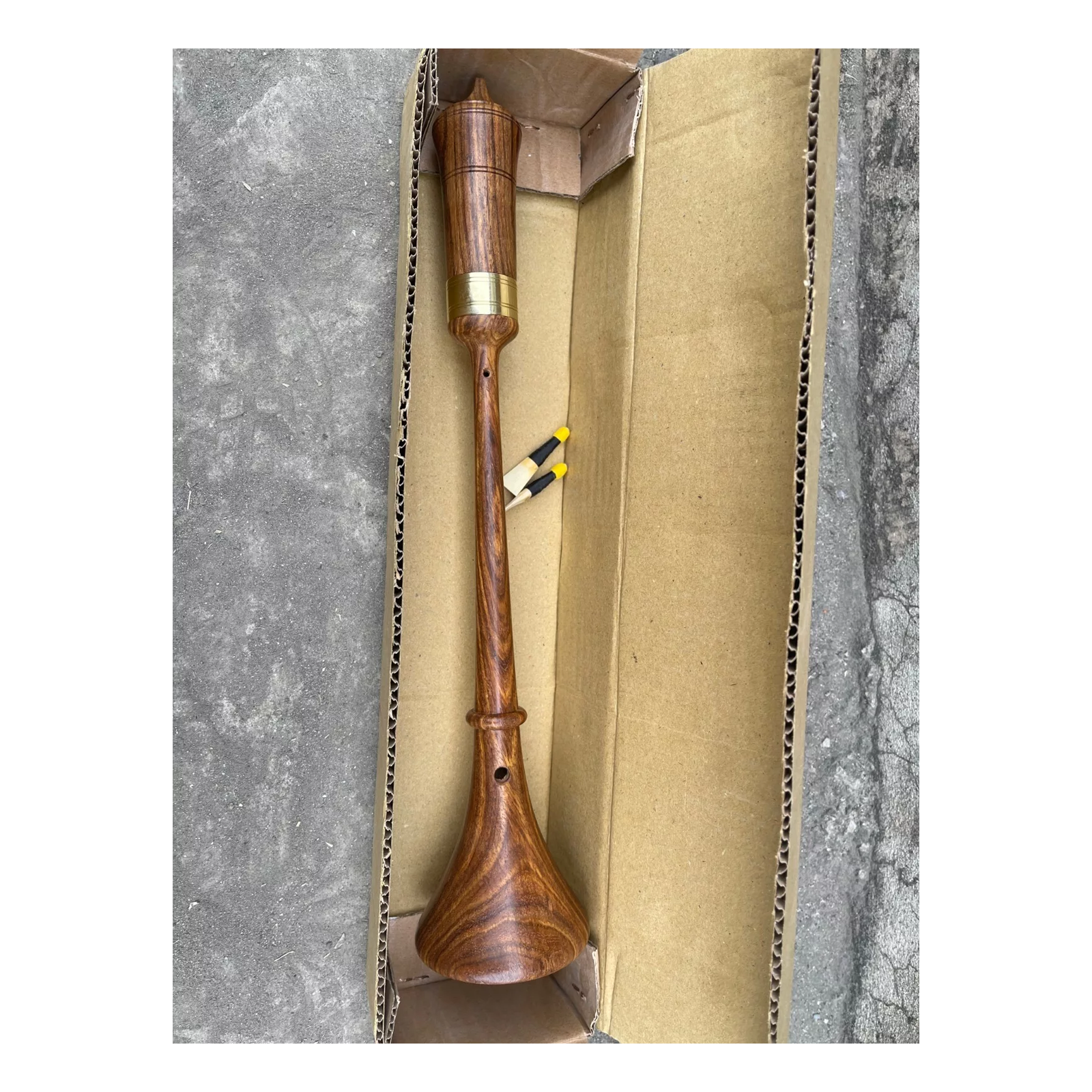 Handmade Rosewood RAUSCHPFEIFE Small Wooden Shawm Instrument with Two Reed