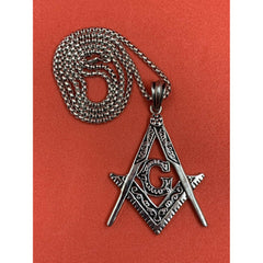 Freemasonry G Symbol Stainless Steel Necklace Masonic Square And Compass Pendant
