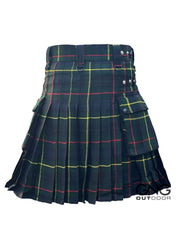 Scottish Men's Tartan Utility Leather Strap Kilt Hunting Stewart Tartan Kilt